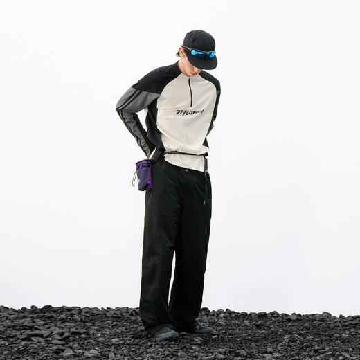 714street户外速干骑行服复古拼接运动长袖2026春宽松半拉链T恤男 商品图3