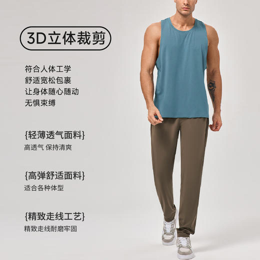 跃牌【欲动春风】男装系列 莫代尔男士宽松运动背心凉感透气无袖训练背心51140 商品图3