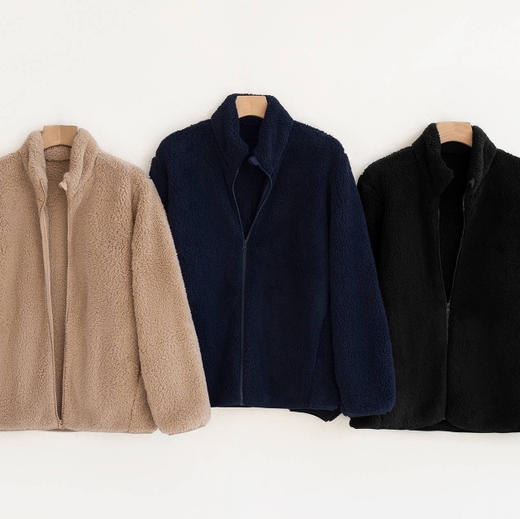 男士长绒摇粒绒保暖立领拉链夹克外套 商品图1
