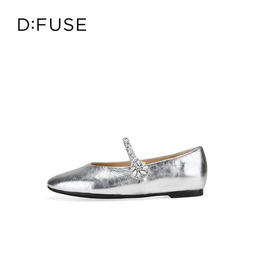 Dfuse迪芙斯2026春季新款圆头钻链抓皱牛皮复古玛丽珍舒适平跟鞋女鞋DFE1111018 商品图10