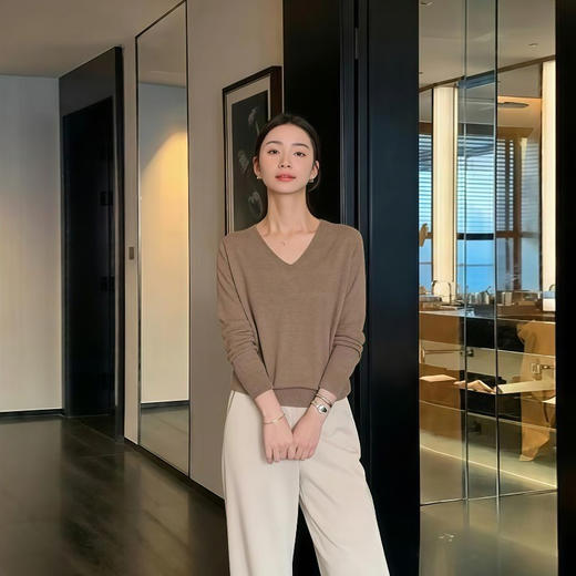 【V领】百搭微宽松套头针织打底衫 商品图2