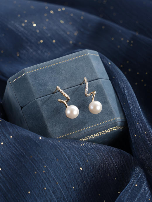子佩集【瑶光之迹】银S925珍珠惜王妃耳钉【MLEH004】7.8mm珠镀金S波浪2601 商品图2
