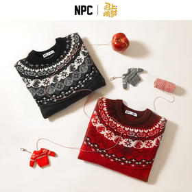 NPC潮牌新年系列费尔岛圆领套头毛衣提花针织衫保暖加厚NP5CSW05