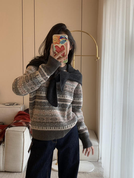 16-5 小禾 绵羊毛牦牛绒混纺 围巾 三角巾 商品图5