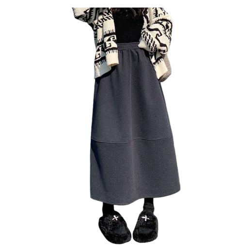 【合作款】复古毛呢半身裙宽松显瘦a字中长款花苞裙  yc0112002 商品图5