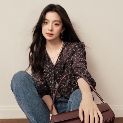 【商场同款】诗凡黎西西里漫花雪纺衫25秋新款长袖衬衫3G8721201 商品图4