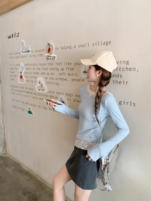 【110元任选2件】现货！假两件蕾丝拼接长袖 商品图6