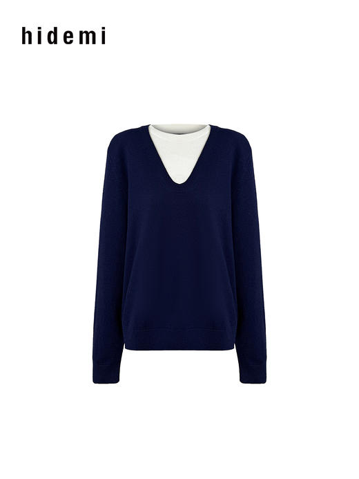 hidemi副线小h 设计感撞色套头上衣毛衣打底针织衫 商品图11