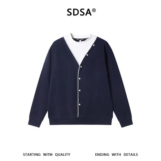 26WY30SDSA男士秋冬新款痞帅男装韩版简约撞色假两件圆领百搭宽松上衣 商品图1