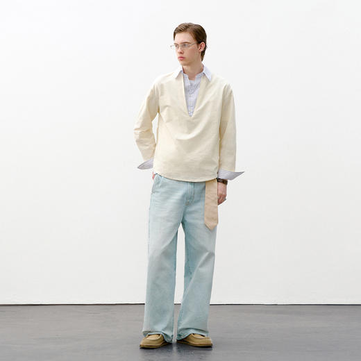 714street假两件撞色长袖衬衫 商品图2