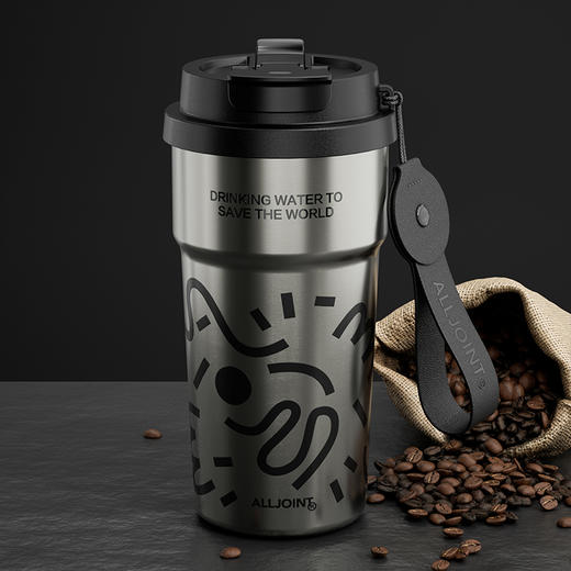【632优选】优仅 ALL-JOINT双饮咖啡杯AKF-AY500 线条黑-SH1156 商品图1