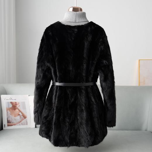 丁摩 冬季貂皮大衣真貂水貂毛外套裘皮拼貂中长款V领皮草5ZF-2803 商品图1