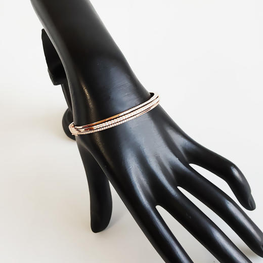 莱绅通灵AU750玫瑰金经典时尚0.980克拉群镶钻石手镯58号（活扣） 231225NJS62 商品图6