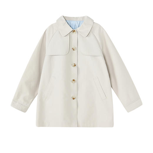 笛莎Deesha 童装女童外套2026春新款小翻领可收腰中长款风衣外套 商品图4