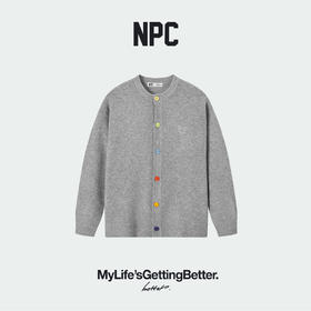NPC潮牌胸口刺绣【空气糯米绒】针织开衫彩虹植绒扣秋冬男NP5CSW06