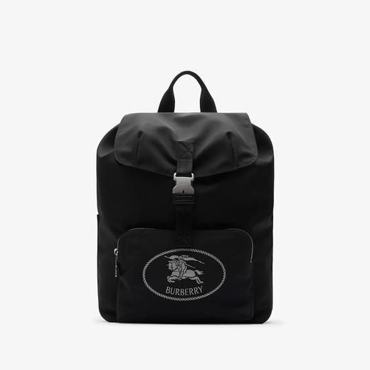 BURBERRY 巴宝莉 男士马术骑士印章奥克尼翻盖双肩包 黑色 8111314 A1189 商品图0