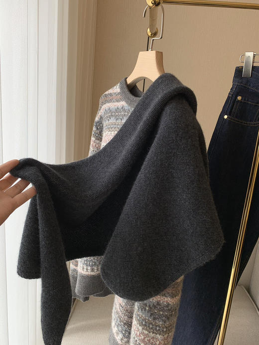 16-5 小禾 绵羊毛牦牛绒混纺 围巾 三角巾 商品图3