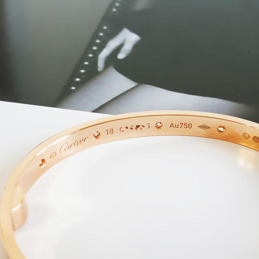 AU750玫瑰金高定经典时尚十钻LOVE定制款群镶钻石手镯18号（皆取最大值）251225NJS26 商品图5