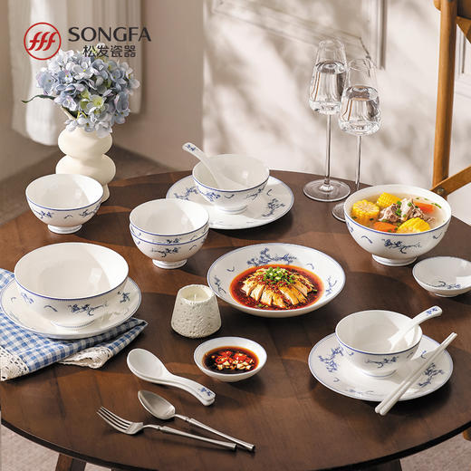 28头蓝星风铃骨瓷釉中餐具 商品图6
