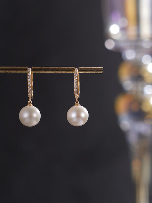 子佩集【缪斯挽月】银S925珍珠惜王妃耳环【MLEH008】10mm珠镀金扣环圆圈2601 商品图3