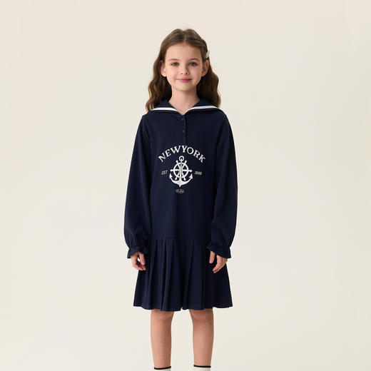 马克珍妮海军学院女童百褶连衣裙2026年春装新款560162 商品图2