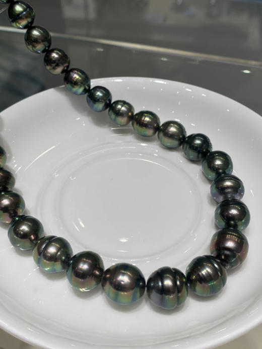 【私席真珠·新年盛宴】大溪地螺纹黑珍珠项链，极品晕彩，珠光巨亮 商品图1