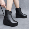丁摩 秋冬坡跟短靴牛皮单靴厚底防水台女靴冬季加绒松糕短靴5ZF-2218 商品缩略图1