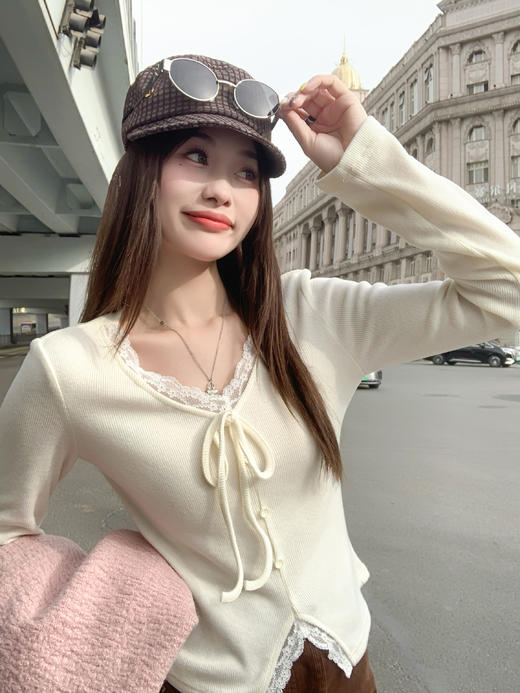 <曾小咸推荐>现货秒杀 ！微信超特价！韩系v领蕾丝边长袖 日常119.99 立减50 秒杀69.99！！ 商品图11