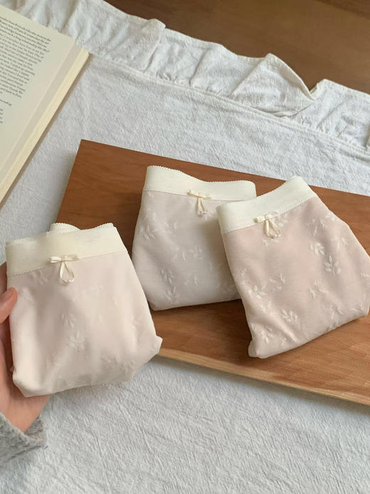 3条装！仙仙蕾丝内裤7A抑菌内裤 提花肌理千鸟格温柔清新 商品图5