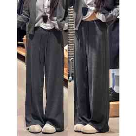 深灰色糯米裤女春2026新款小个子高腰宽松显瘦慵懒风垂感阔腿裤聚★为爱严选