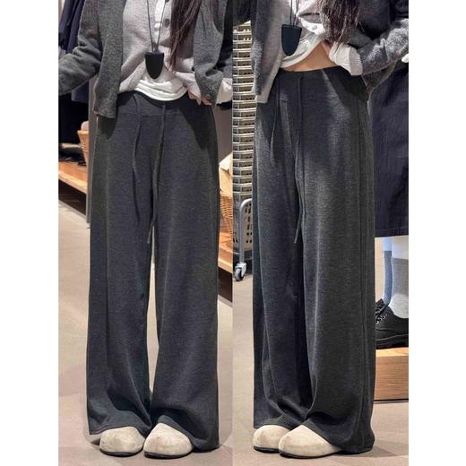 深灰色糯米裤女春2026新款小个子高腰宽松显瘦慵懒风垂感阔腿裤聚★为爱严选 商品图0