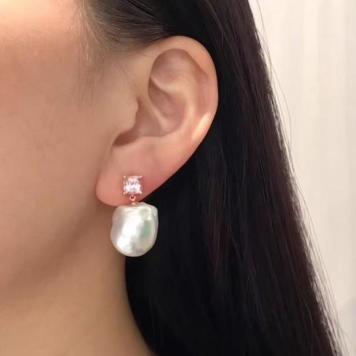 【私席真珠·新年盛宴】18K金镶摩根石白珍珠耳针，孤品 商品图2