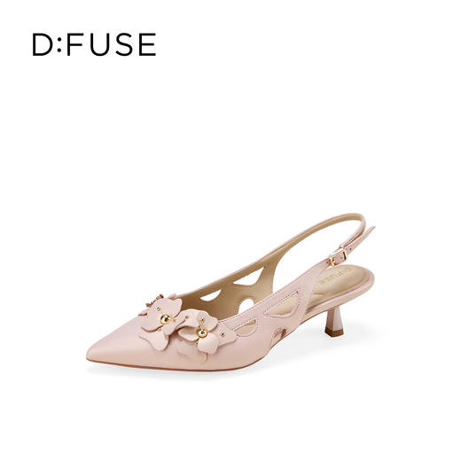 Dfuse迪芙斯2026春季新款尖头细跟格桑花柔软羊皮通勤高跟凉鞋女鞋DFE1114021 商品图5