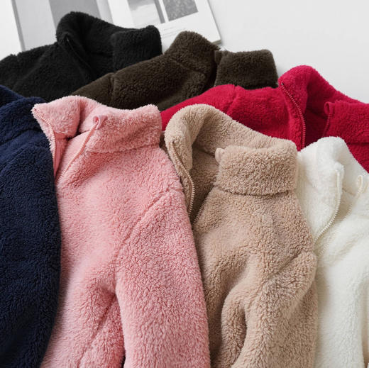 女士长绒摇粒绒保暖立领拉链夹克外套 商品图5