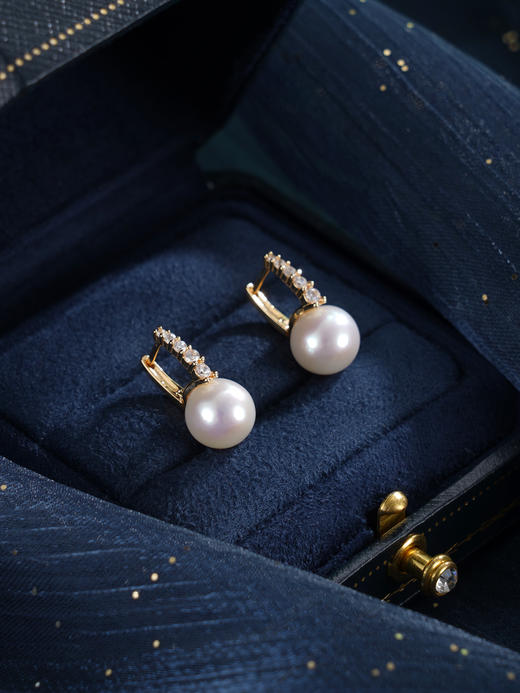 子佩集【璇玑天后】银S925珍珠惜王妃耳钉【MLEH028】9mm珠镀金扣环2601 商品图9
