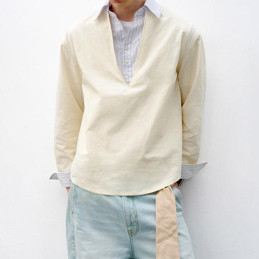 714street假两件撞色长袖衬衫 商品图3