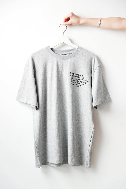 手工刺绣tee，背后大印花。胸口小标祖灰全棉圆领短袖t恤E010660 商品图4