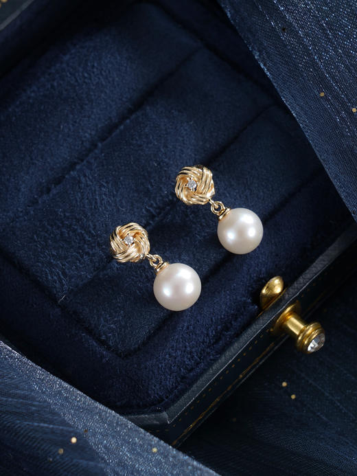 子佩集【皎华流年】银S925珍珠惜王妃耳钉【MLEH007】7mm珠镀金玫瑰2601 商品图3