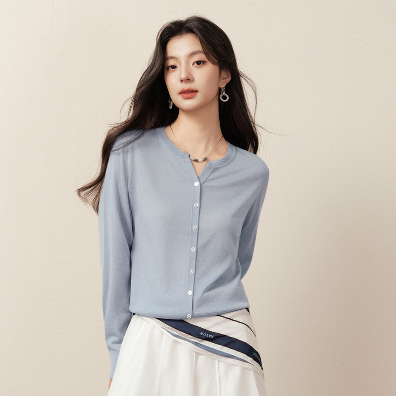 【商场同款】诗凡黎小V领套头针织衫2025秋新款长袖上衣3G8331781