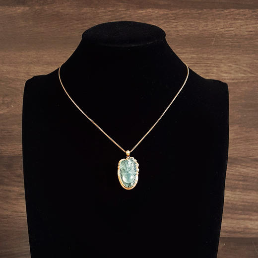 【天然正品】A货翡翠AU750玫瑰金镶钻镶天然细腻白色冰种逍遥佛（乐观豁达、福气满满）翡翠吊坠项链36.2*19.3*8.7MM(皆取最大值)链长：41CM 301225NJS21 商品图9