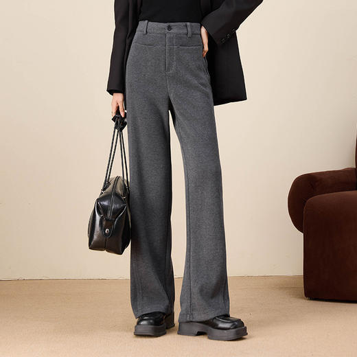 丁摩 女款高端垂感高腰直筒裤遮肉显瘦休闲裤宽松女裤子5ZF-12621 商品图3