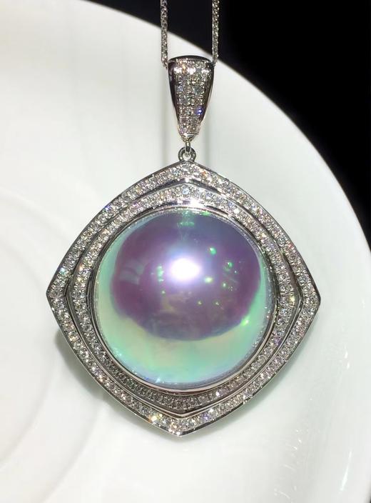 【私席真珠·新年盛宴】18K金镶钻马贝珍珠吊坠（不含链子），21-22mm大规格珠，孤品 商品图0