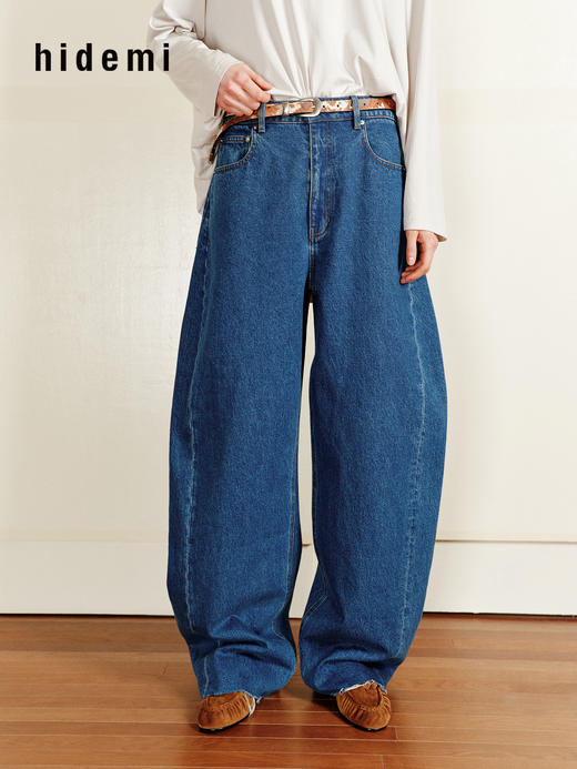 hidemi副线小h 香蕉裤Banana Pants系列宽松毛边茧型牛仔裤弯刀裤长裤 商品图0