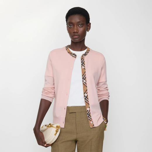 BURBERRY 巴宝莉 女士 罗纹针织饰边羊毛针织开衫 粉色 8112163 C2989 商品图4