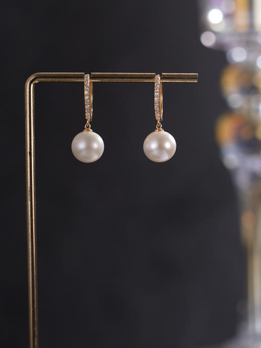 子佩集【缪斯挽月】银S925珍珠惜王妃耳环【MLEH008】10mm珠镀金扣环圆圈2601 商品图2