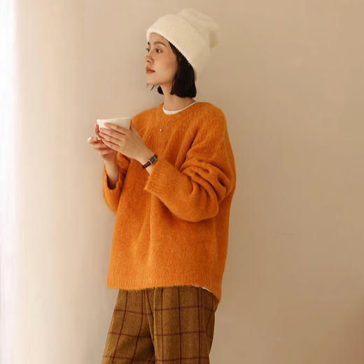 南瓜橘混纺毛衣，上身秒提亮，柔软舒适好时髦【预售3-5天发货】 商品图1