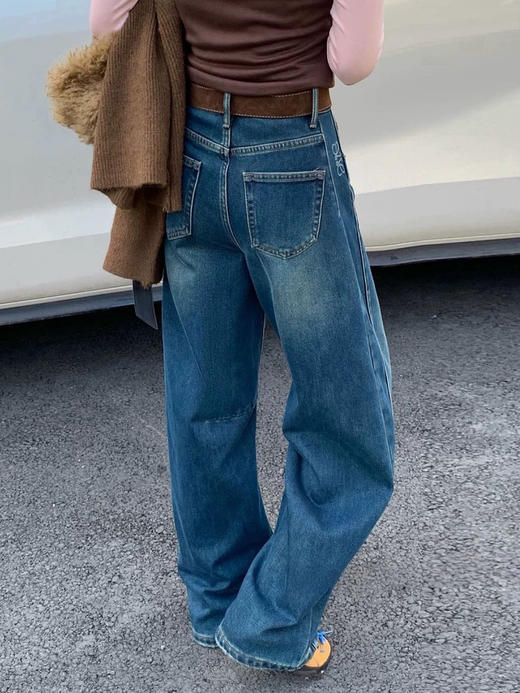 大幂幂同款加绒老爹弯刀牛仔裤 商品图10