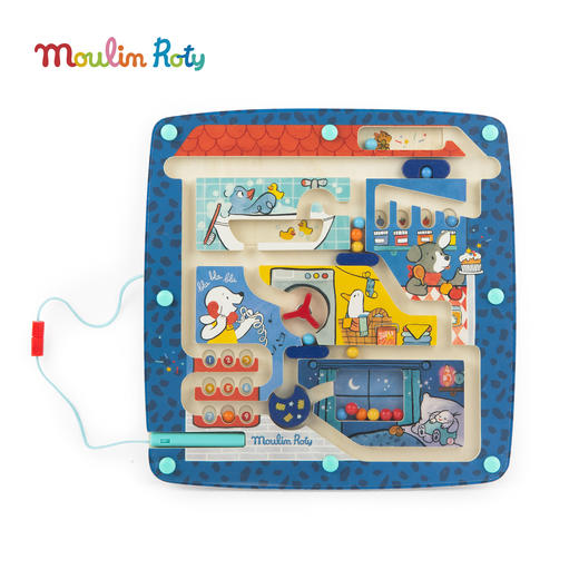 Moulin Roty 滚珠迷宫 小狗普斯和皮鲁系列 磁力游戏 木质益玩 适合1岁半以上 法国品牌 -684084 商品图1