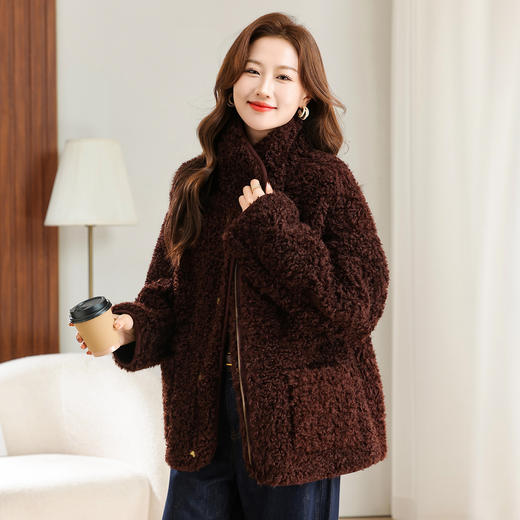 丁摩 皮毛一体外套女冬季新款【两面穿】洋气加厚羊羔毛上衣5ZF-8613 商品图3