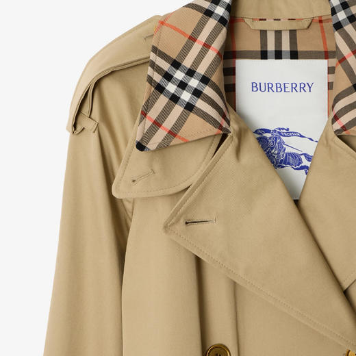 BURBERRY 巴宝莉 女士中长款格纹领 Castleford 风衣 卡其色 8111564 C2981 商品图2